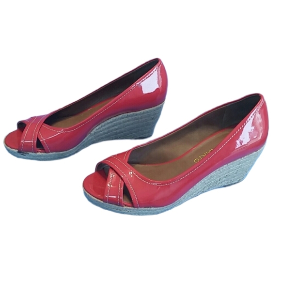 Franco Sarto Red Cheria Peep Toe Espadrille Wedges EUC sz 7 - Picture 13 of 13